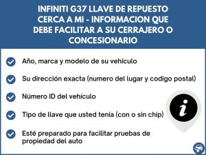 Servicio de llave de repuesto para Infiniti G37 cerca a su ubicación - Consejos