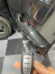 The emergency key should work on all doors and trunk cylinders