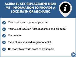 Acura EL key replacement service near your location - Tips