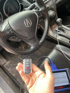 All Acura key fobs and transponder keys must be coded on site with a special machine like in this picture