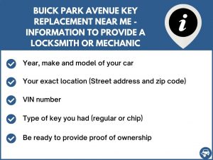 Buick Park Avenue key replacement by VIN