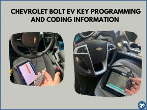 Automotive locksmith programming a Chevrolet Bolt EV key on-site