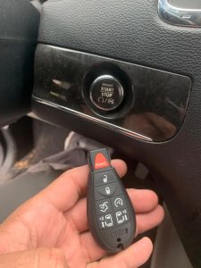 In case you need to start your Chrysler with a dead key fob simply push the "start" button with your key fob