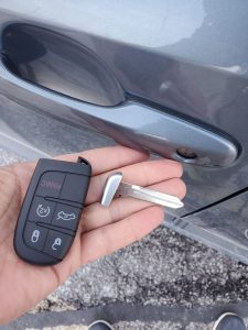 Dodge key fob replacement and an emergency key to unlock the doors