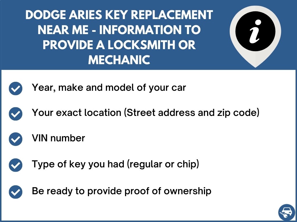Dodge Aries Key Replacement What To Do, Options, Costs