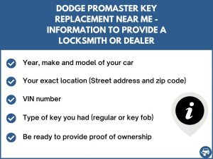 Dodge ProMaster key replacement service near your location - Tips