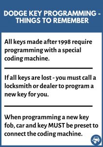 General information Dodge key programming