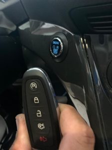 In case you need to start your Ford with a dead key fob simply push the "start" button with your key fo