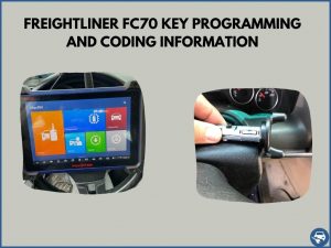 Automotive locksmith programming a Freightliner FC70 key on-site