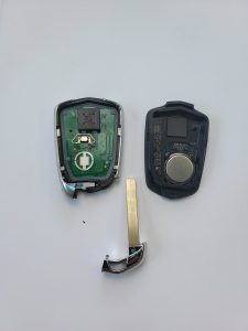 The Inside look of a key fob - Battery and chip