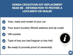 Honda Crosstour key replacement service near your location - Tips