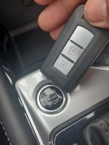 Push the “start” button with your dead key fob to start the car like in this picture
