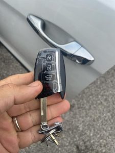 Hyundai key fob emergency key to be used to unlock the doors in case the battery died
