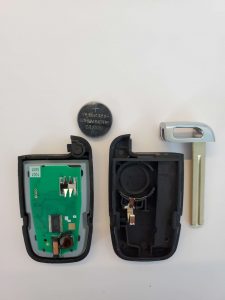 The Inside look of a key fob - Battery, chip and emergency key