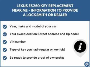 Lexus ES250 key replacement service near your location - Tips