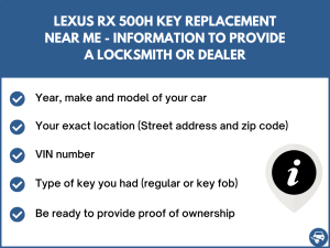 Lexus RX 500h key replacement service near your location - Tips