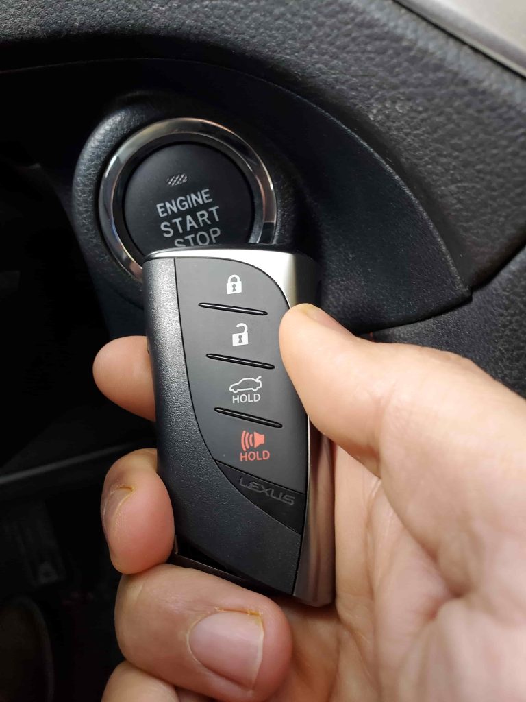 Push to start button and key fob (Lexus)
