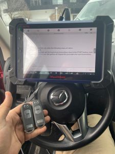 Mazda MX5 Miata key fob coding by an automotive locksmith