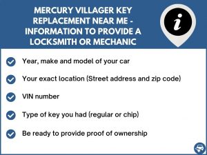 Mercury Villager key replacement service near your location - Tips