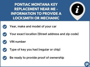 Pontiac Montana key replacement service near your location - Tips