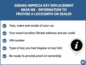 Subaru Impreza key replacement service near your location - Tips