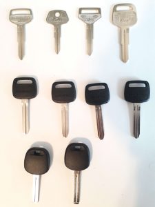 Toyota transponder keys - They may look the same, but they are different as they have different "chip" values. Needs to be coded