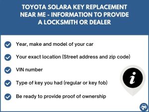 Toyota Solara key replacement service near your location - Tips