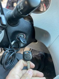 Toyota Sienna chip key in the ignition 