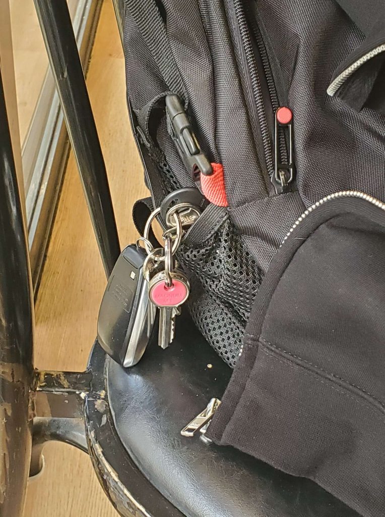 Car keys inside bag pocket